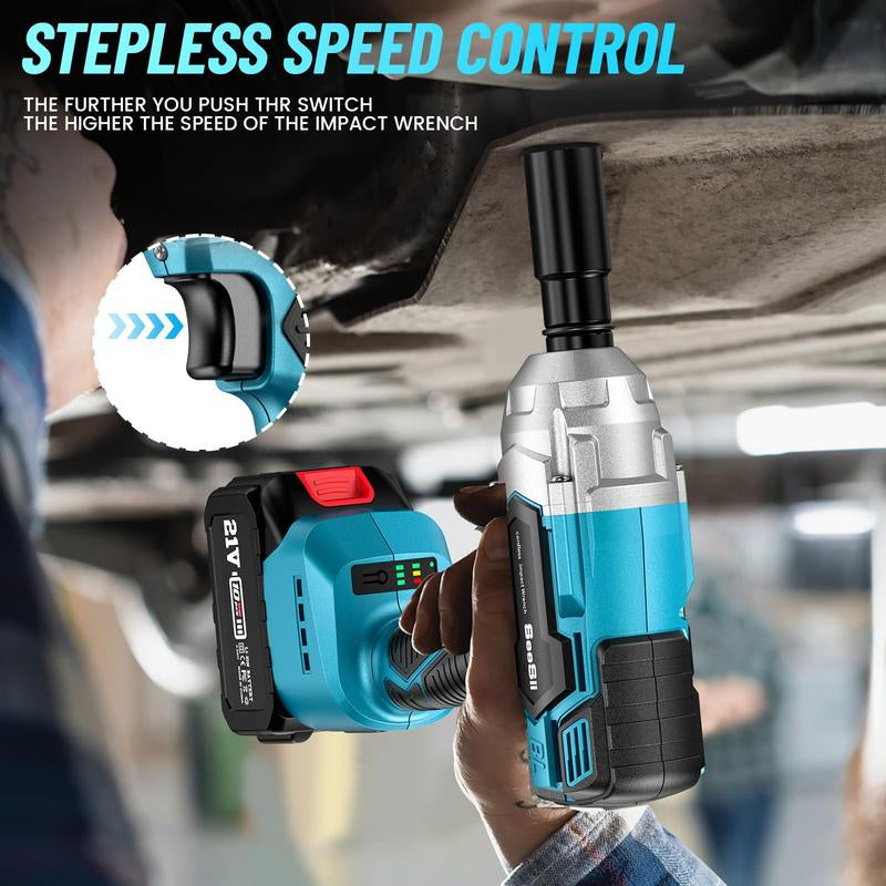 Seesii 3-In-1 Electric Brushless Impact Wrench, Cordless Pistola De Impacto with 2X4.0 Battery, 6 Sockets, 8 Drills, 6 Screws - Ideal for Car & Home,Wh700 Black Friday Deals