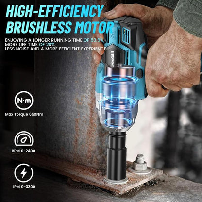 Seesii 3-In-1 Electric Brushless Impact Wrench, Cordless Pistola De Impacto with 2X4.0 Battery, 6 Sockets, 8 Drills, 6 Screws - Ideal for Car & Home,Wh700 Black Friday Deals